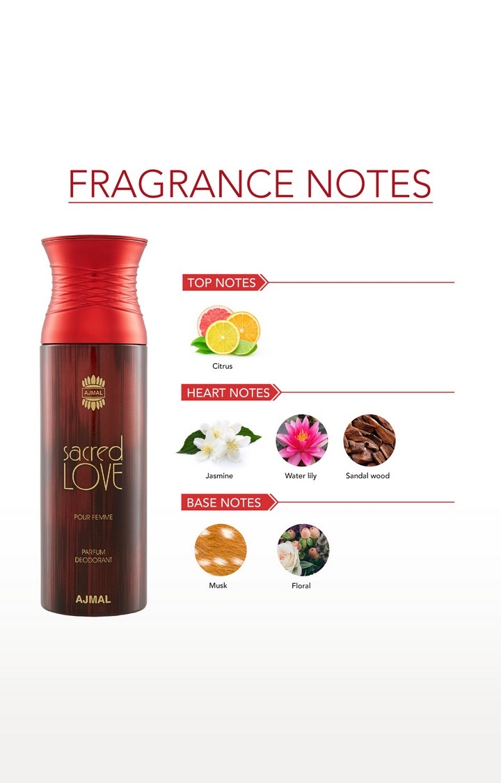 Ajmal Sacrificell Him & Sacredlove Deodorant Spray Gift For Women (200 ml, Pack of 2) 