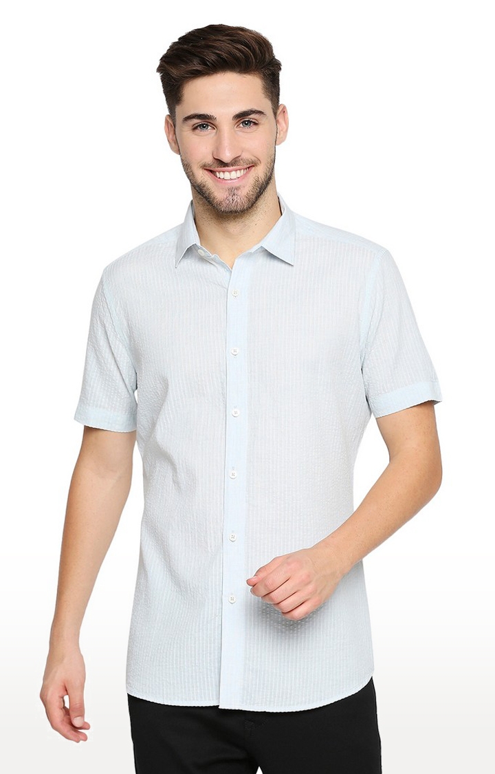 EVOQ | EVOQ Half Sleeves Cotton White Semi-Casual Shirt for Men