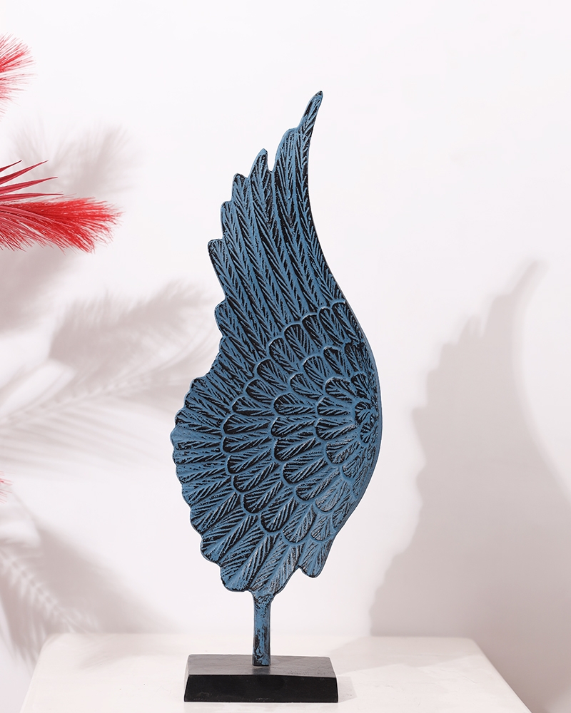 Order Happiness | Order Happiness Metal Blue Color Left Angel Wings Table Top Showpiece (Pack Of 1) For Home Decoration, Living Room & Office