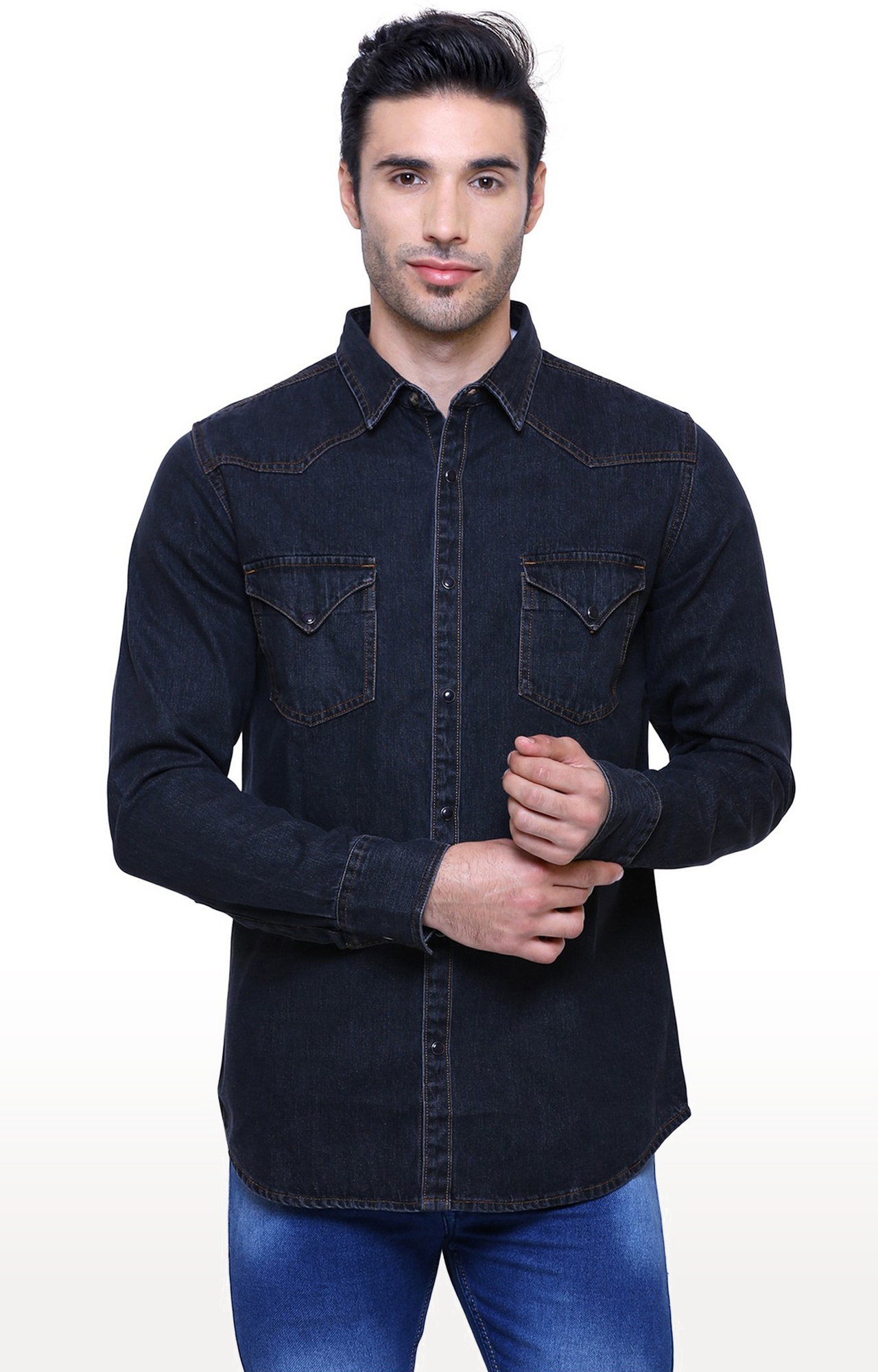 Beschrijvend Parelachtig Vet Southbay Men's Carbon Black Casual Denim Shirt