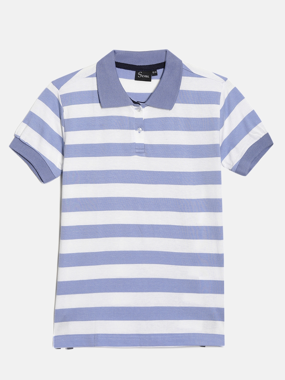 SEYBIL | Seybil Teen girls Skyblue cotton striped polo Tshirt