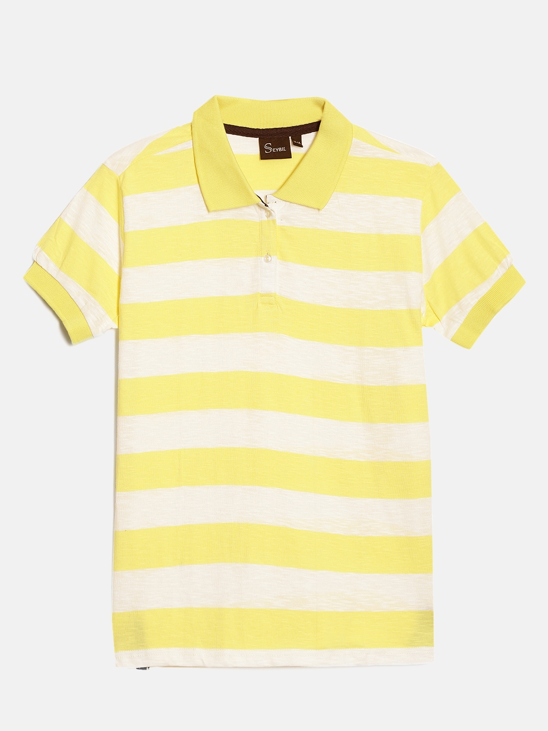 SEYBIL | Seybil Teen girls Yellow cotton striped polo Tshirt