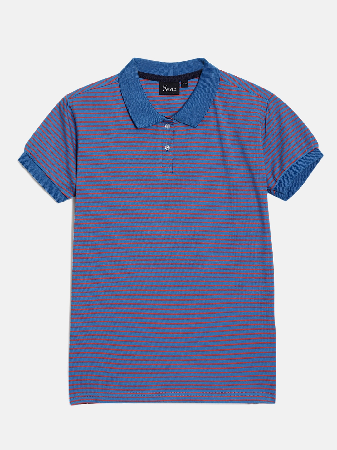 SEYBIL | Seybil Teen girls Royal Blue cotton striped polo Tshirt