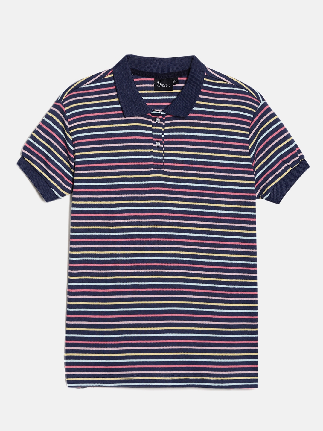 SEYBIL | Seybil Teen girls Navy cotton striped polo Tshirt