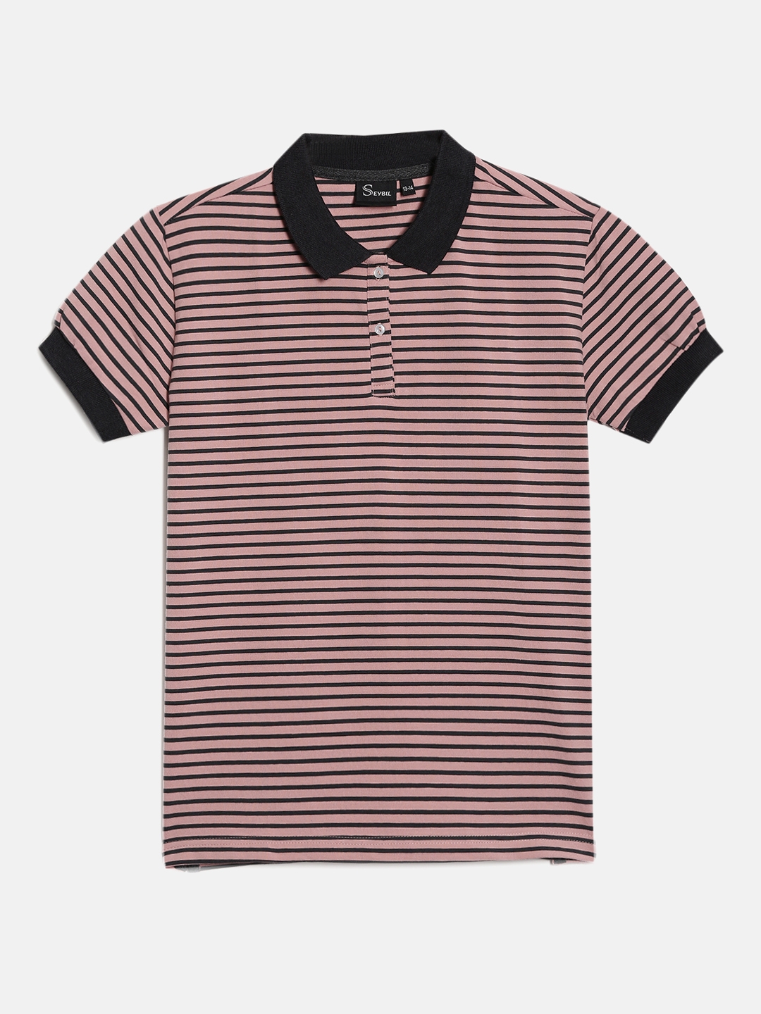 SEYBIL | Seybil Teen girls Pink cotton striped polo Tshirt