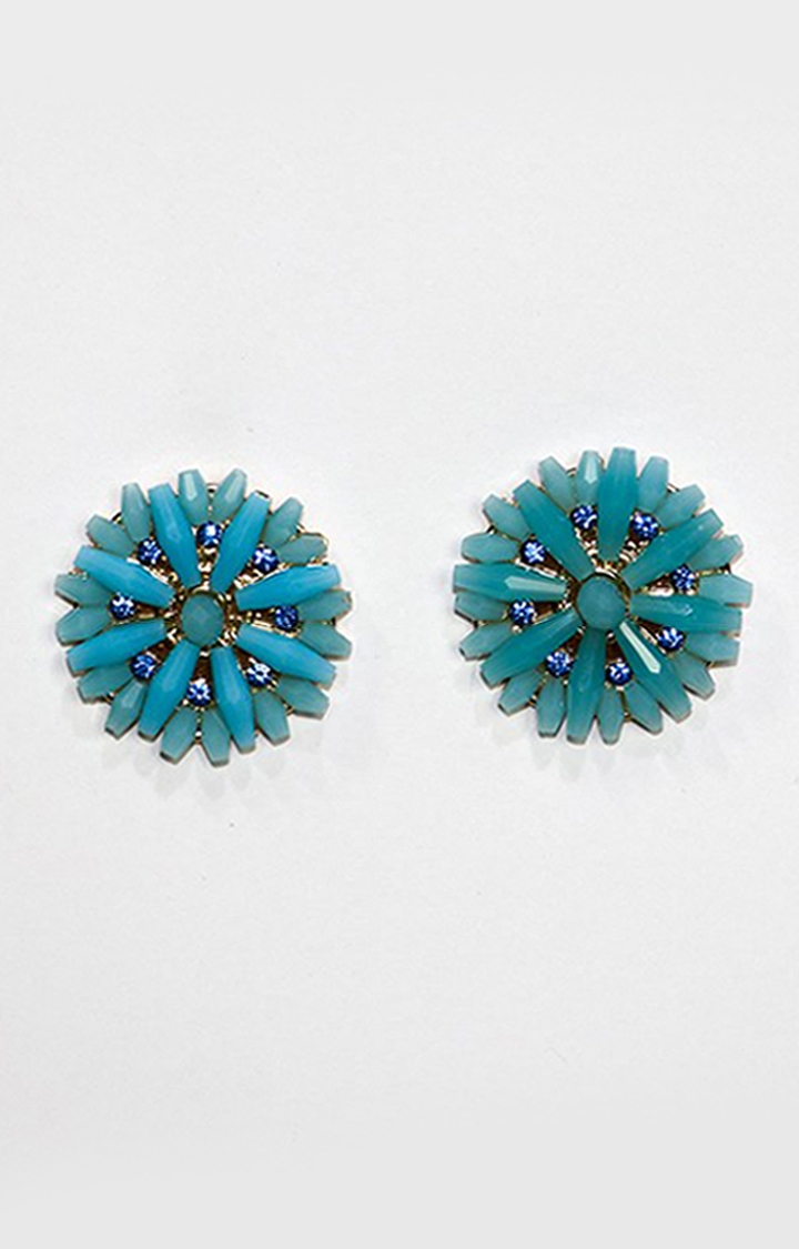 EMM's Stylish Traditional Crystal Stud Earrings For Women (Blue)