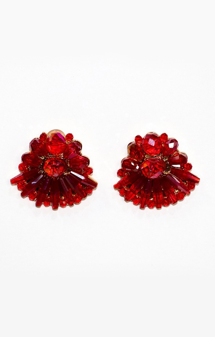 EMM | EMM's Stylish Crystal Stud Earrings For Women (Red)