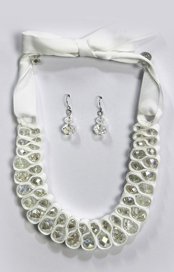 EMM's Pearl Studded White Necklace Set For Women/Girls