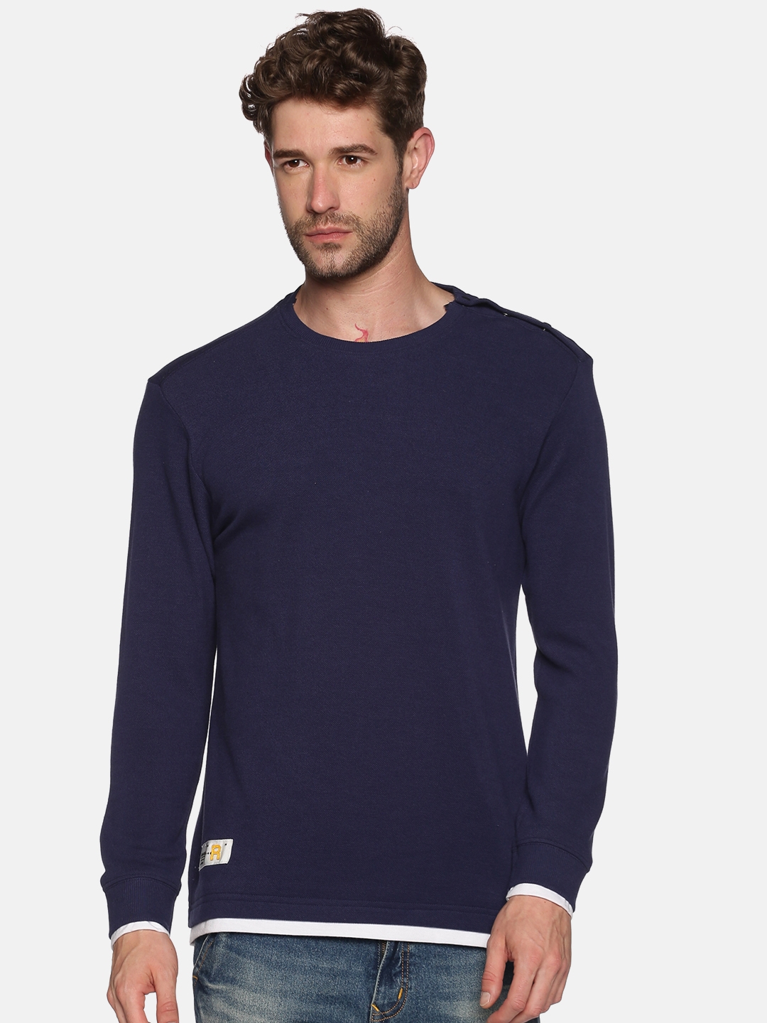 Showoff | Show-Off Men'S Cotton Casual Navy Sweatshirt