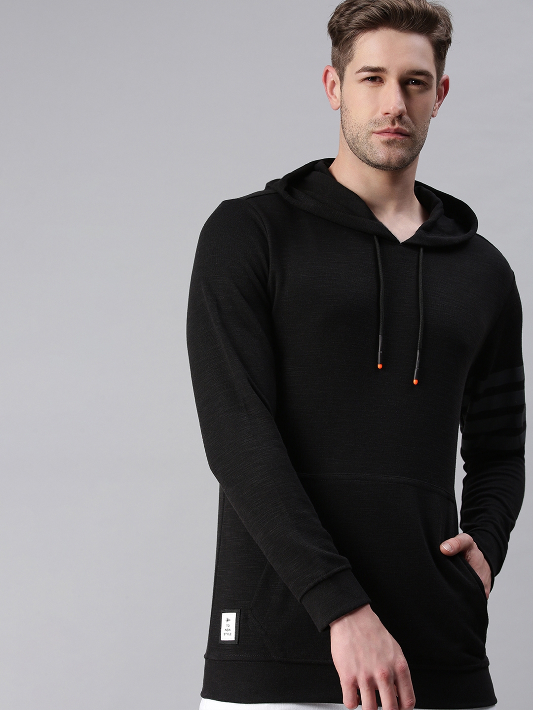Showoff | Showoff Men's Cotton Casual Black Solid Sweatshirt