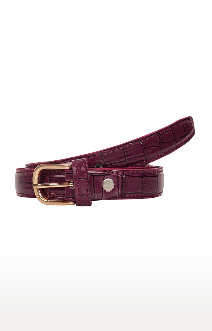 SIDEWOK | Sidewok Croco Print Shiny Glossy Sleek Belts For Women - Purple
