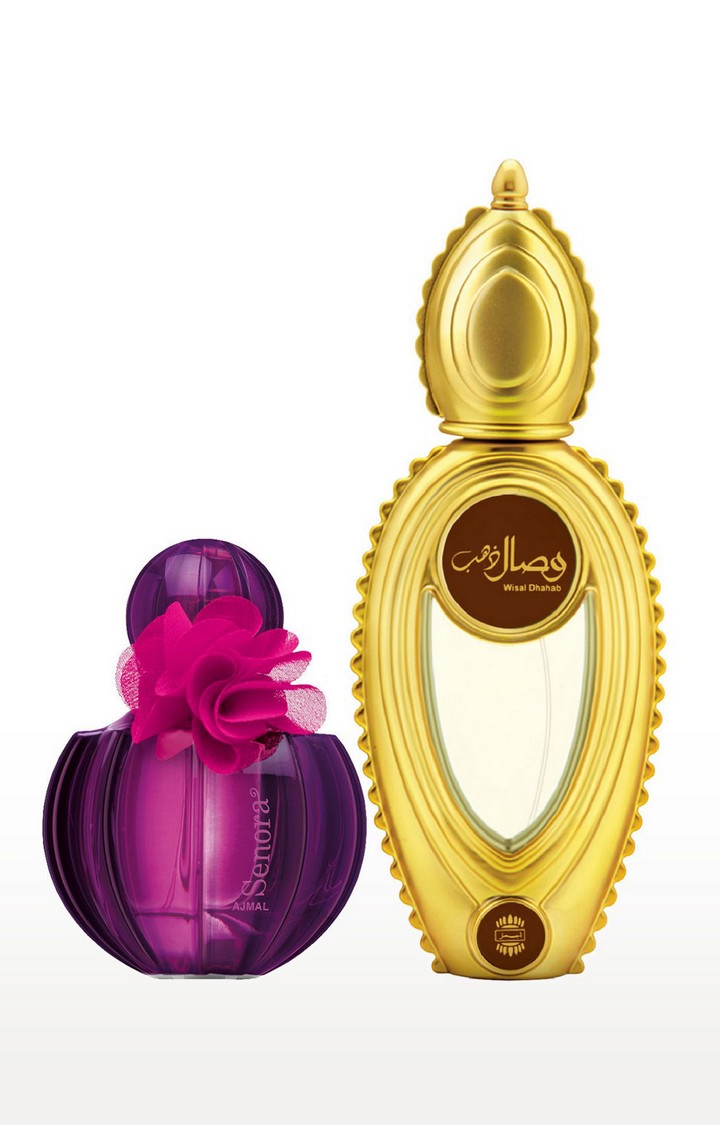 Ajmal Senora EDP Perfume 75ml for Women and Wisal Dhahab EDP Fruity Perfume 50ml for Men
