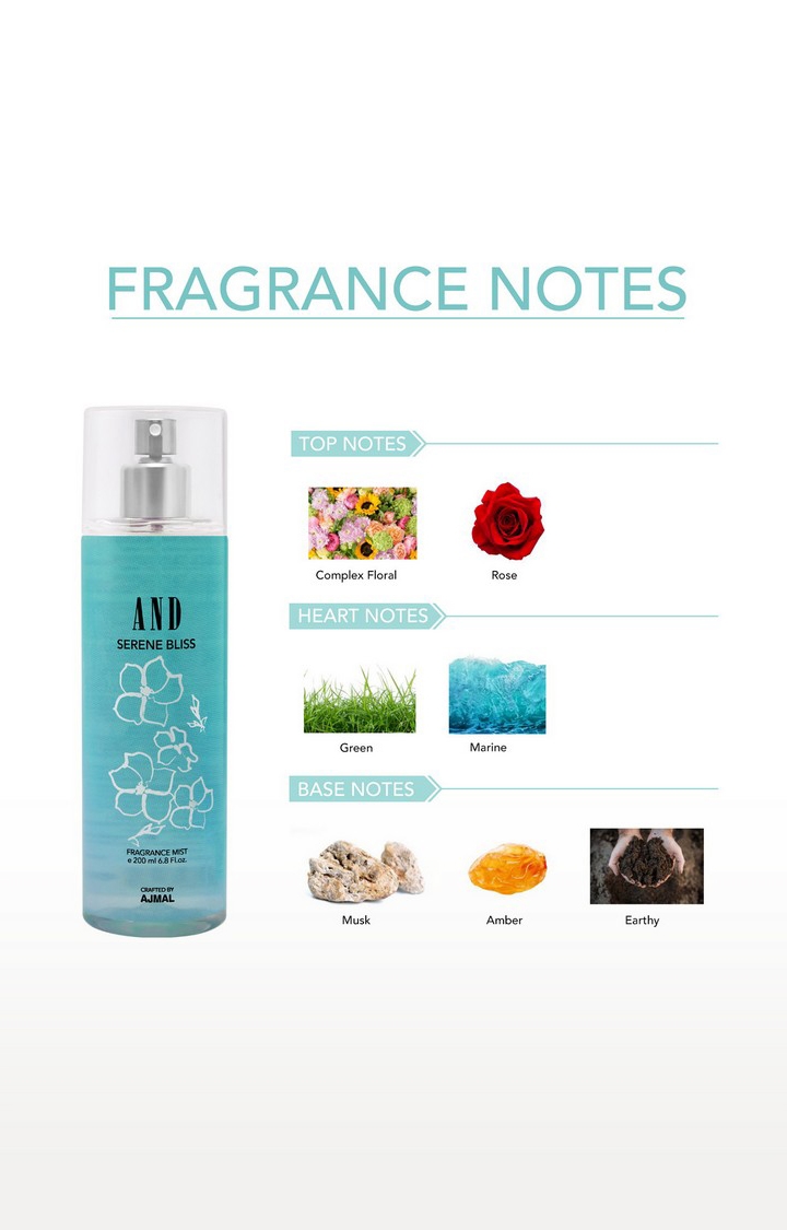AND Serene Bliss Body Mist Perfume 200ML Long Lasting Scent Spray Gift For Women Crafted by Ajmal