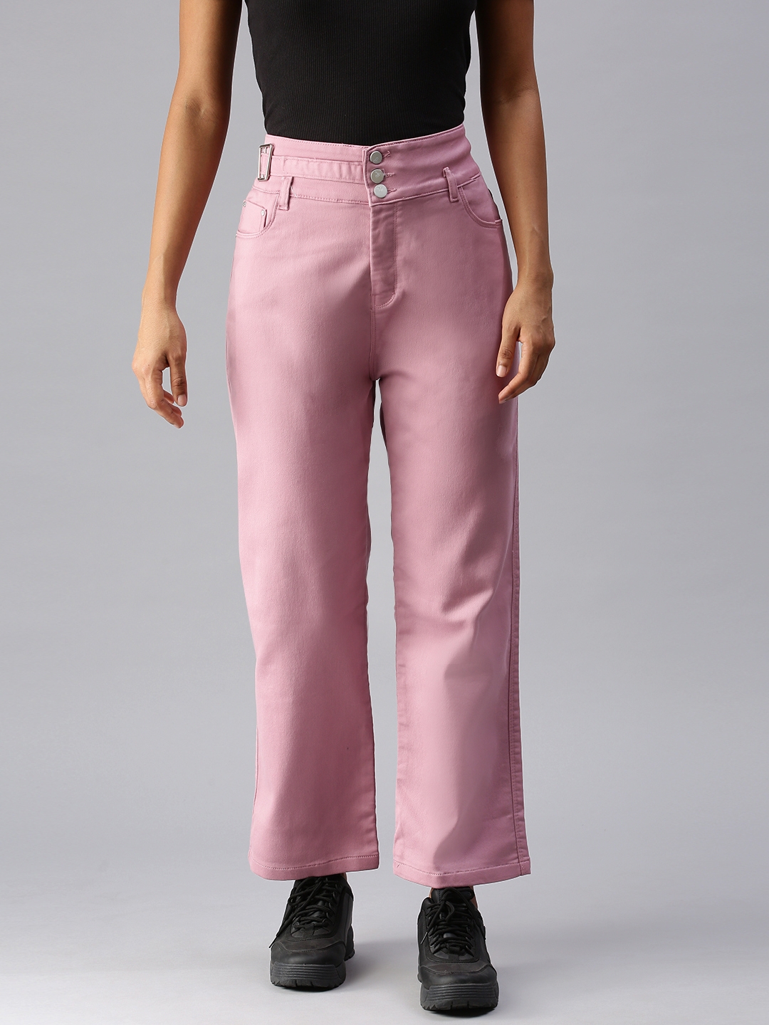 Showoff | SHOWOFF Women's Clean Look Pink Relaxed Fit Denim Jeans