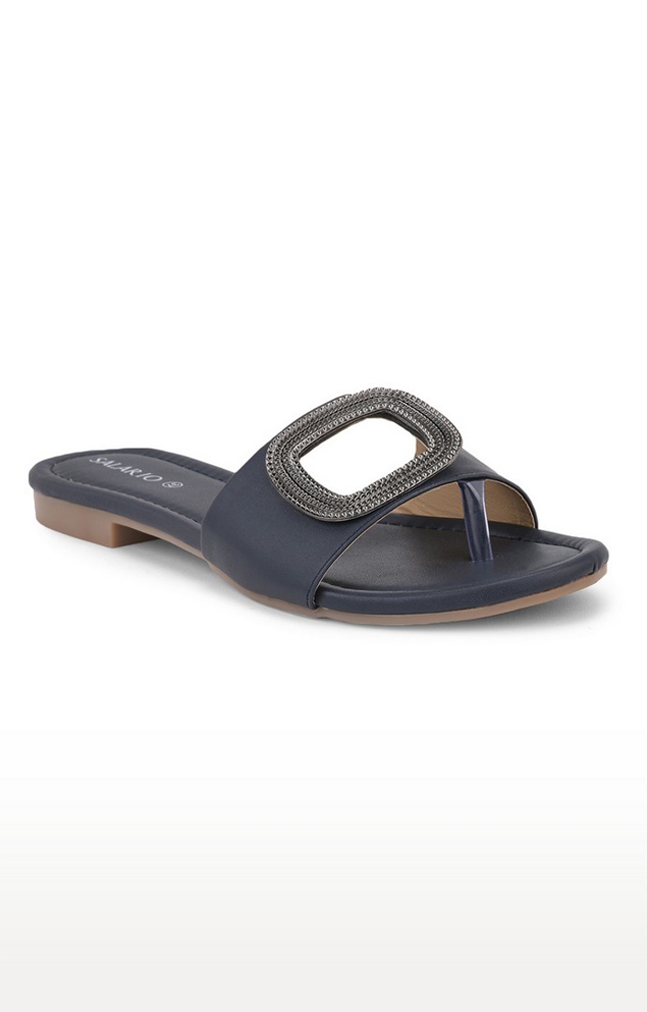 SALARIO | Blue Slip On Sandals