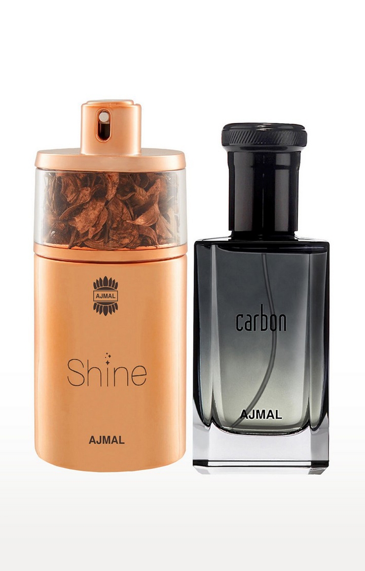Ajmal Shine EDP Perfume 75ml for Women and Carbon EDP Perfume 100ml for Men