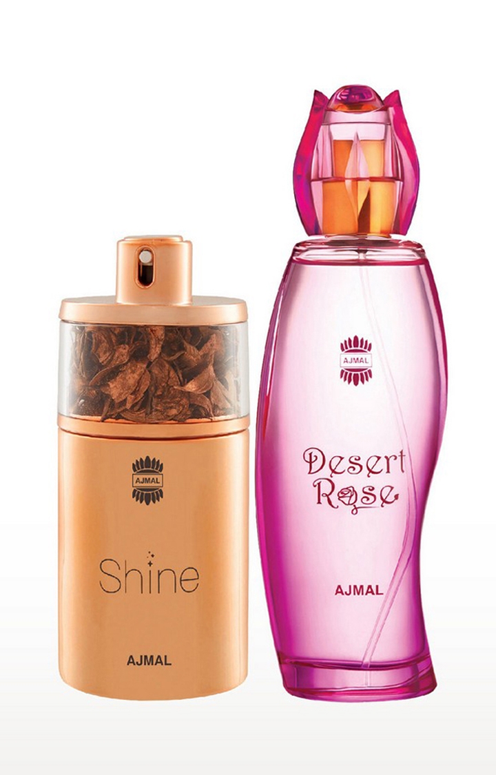 Ajmal Shine EDP Perfume 75ml for Women and Desert Rose EDP Oriental Perfume 100ml for Women