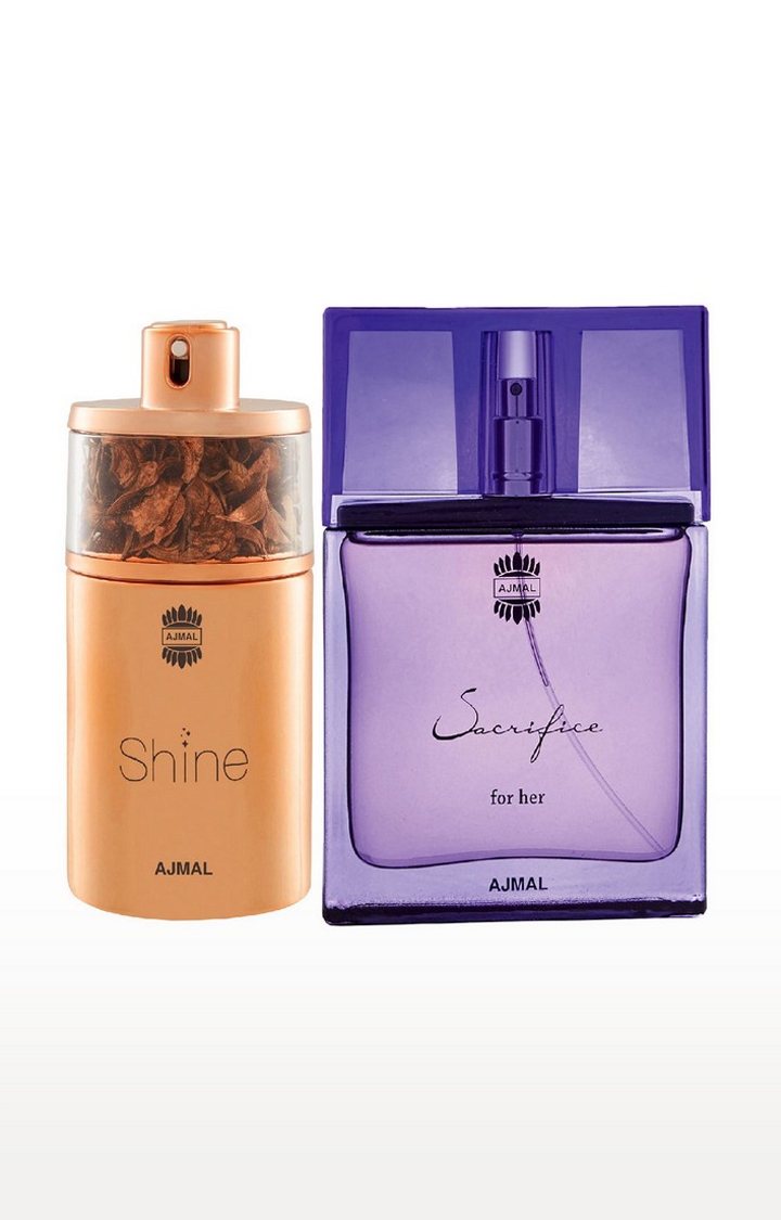 Ajmal | Ajmal Shine Edp Floral Powdery Perfume 75Ml For Women And Sacrifice For Her Edp Floral Musky Perfume 50Ml For Women