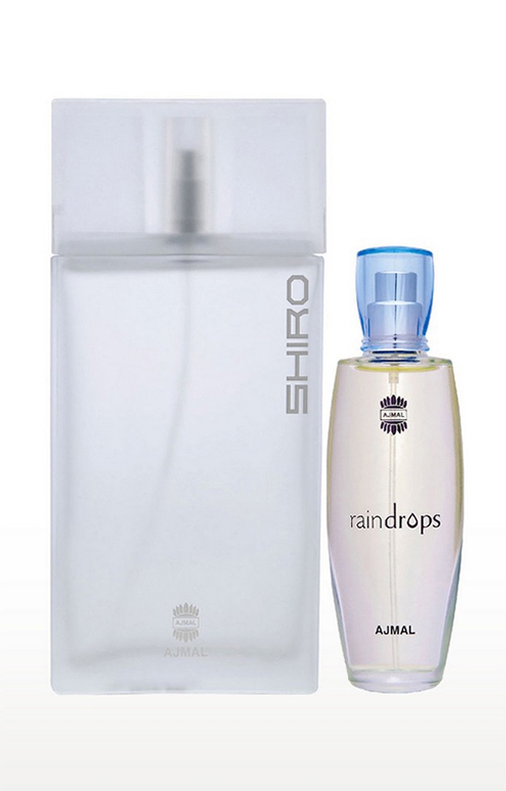 Ajmal Shiro EDP Perfume 90ml for Men and Raindrops EDP Perfume 50ml for Women