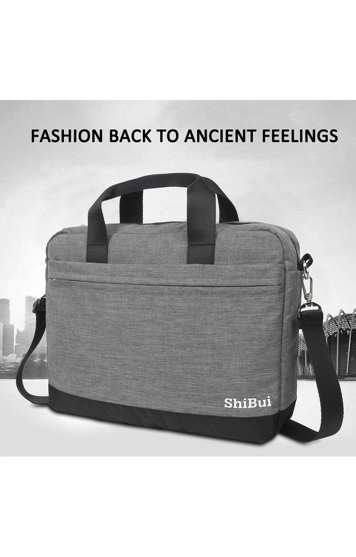 SHIBUI | Shibui 15.6 Inch Unisex Bag Cross Over Shoulder Messenger Bags With Detachable Shoulder Straps & Laptop Compartment (Grey)