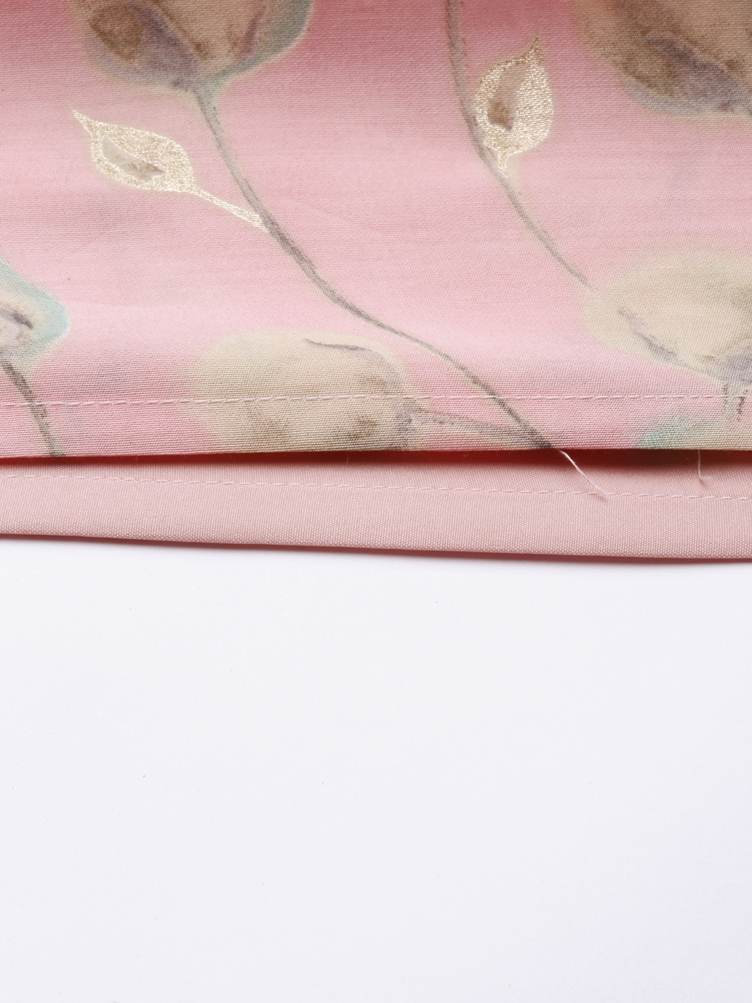 SHOWOFF Women's Calf Length Floral Pink Straight Kurta Sets