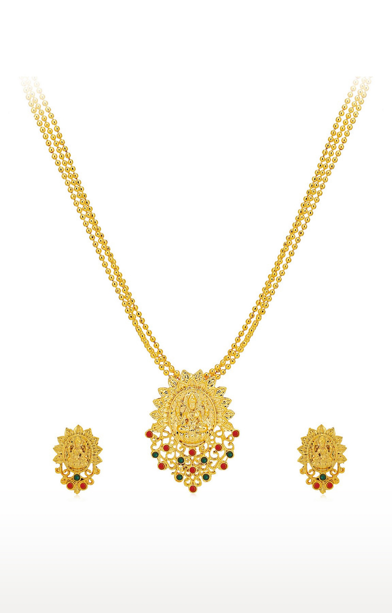 SUKKHI | Sukkhi Classic Gold Plated Goddess Laxmi Multi-String Necklace Set For Women