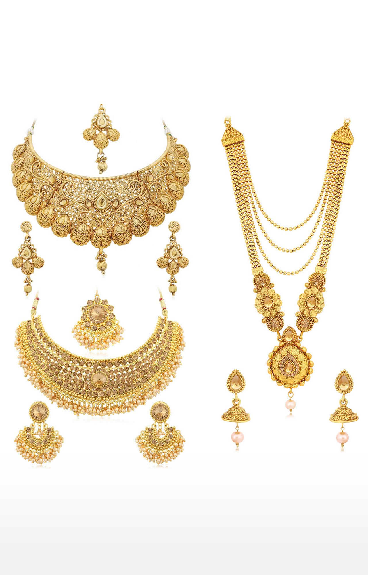 SUKKHI | Sukkhi Spectacular LCT Gold Plated Pearl Choker & Long Haram Necklace Set Combo For Women