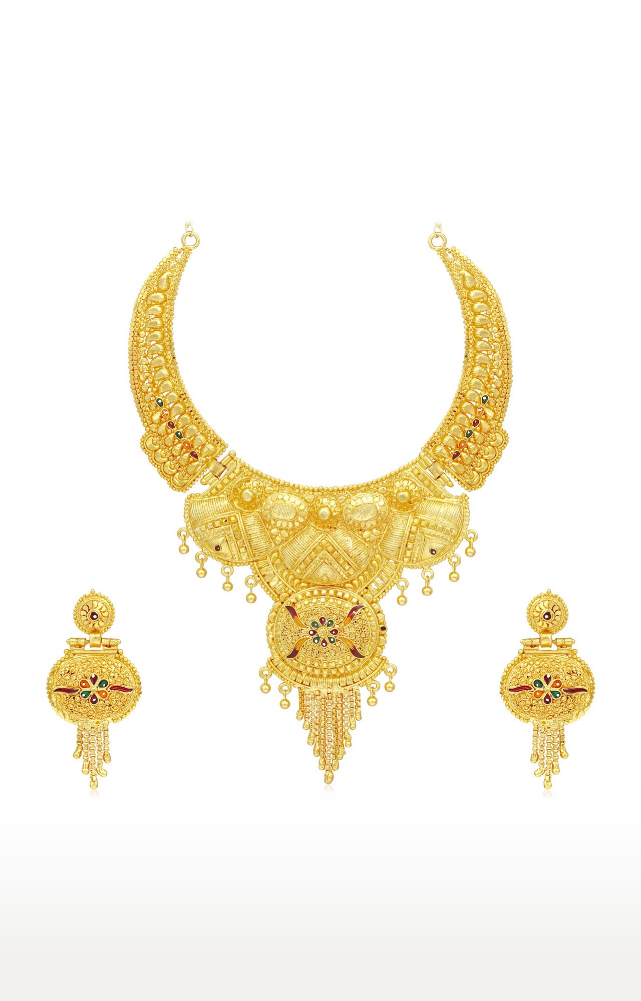 SUKKHI | Sukkhi Lovely 24 Carat Gold Plated Meenakari Choker Necklace Set For Women