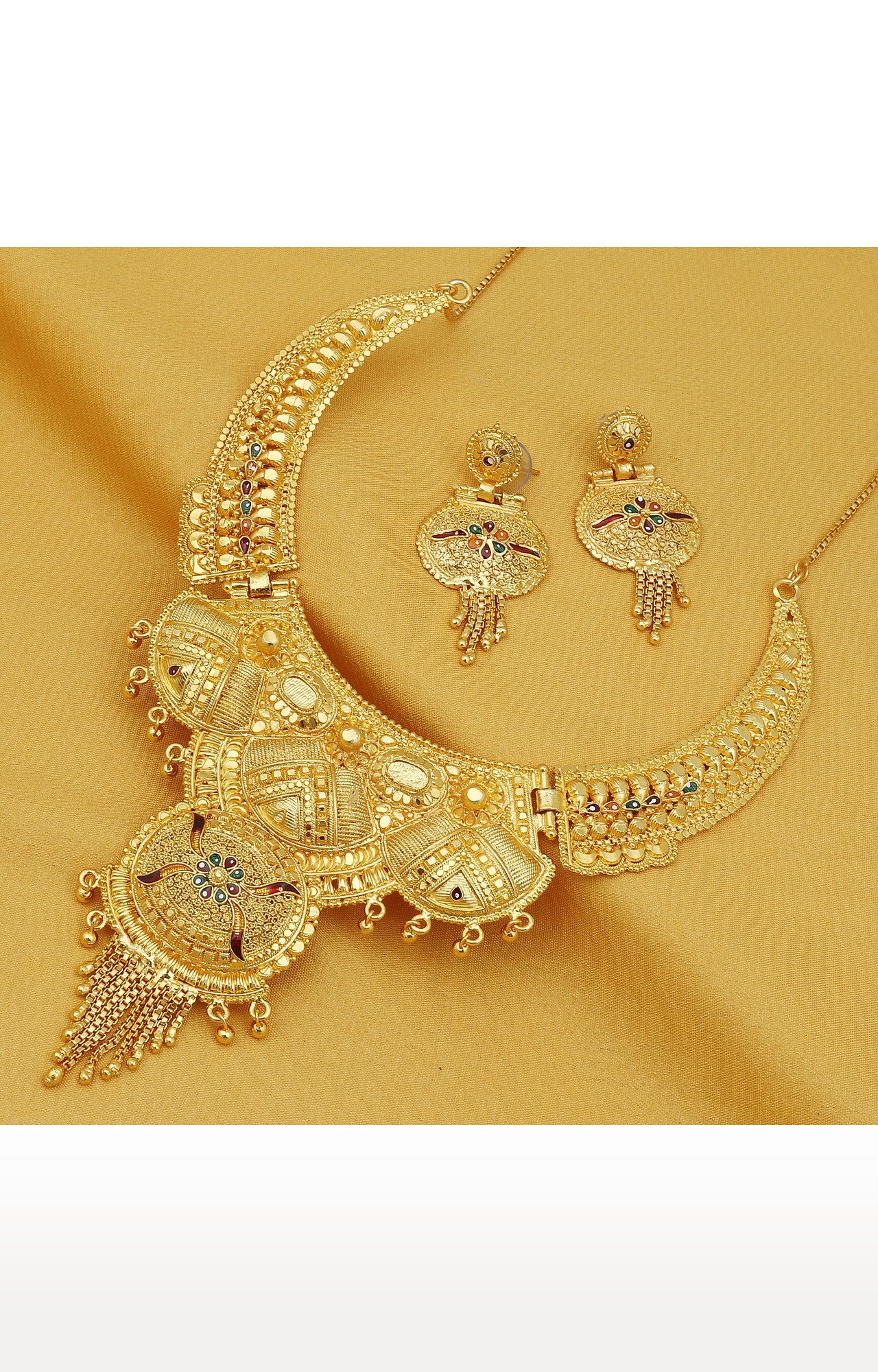SUKKHI | Sukkhi Lovely 24 Carat Gold Plated Meenakari Choker Necklace Set For Women 2