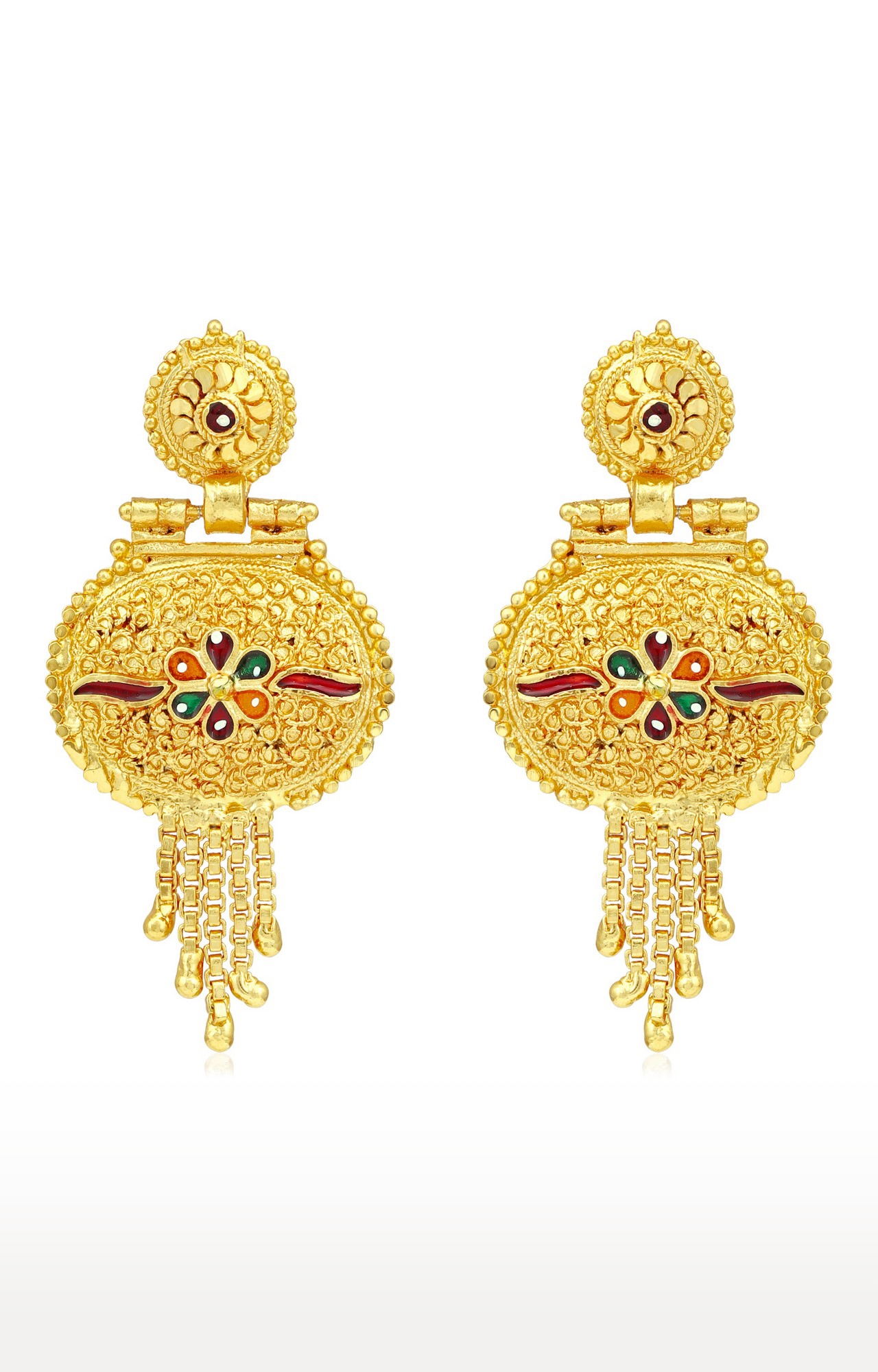 SUKKHI | Sukkhi Lovely 24 Carat Gold Plated Meenakari Choker Necklace Set For Women 5