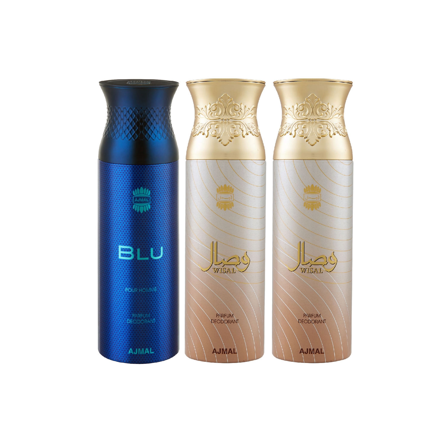 Ajmal | Ajmal Blu & Wisal Deo & Wisal Deodorant Spray - For Men & Women (200 ml, Pack of 3)