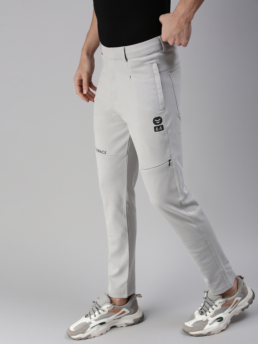 Showoff | SHOWOFF Men's Solid Cotton Grey Slim Fit Track Pants