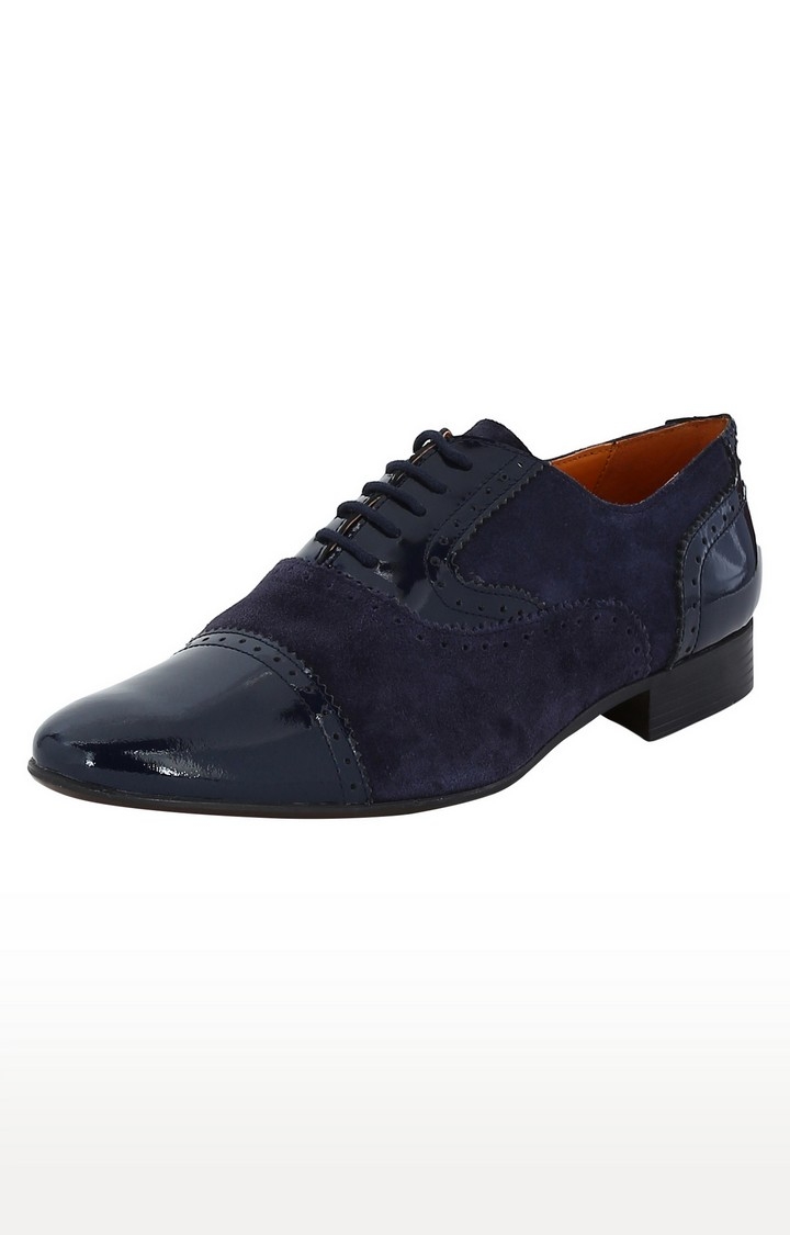 DEL MONDO | Del Mondo Genuine Leather Blue Colour Oxford Lace Up Shoe For Mens