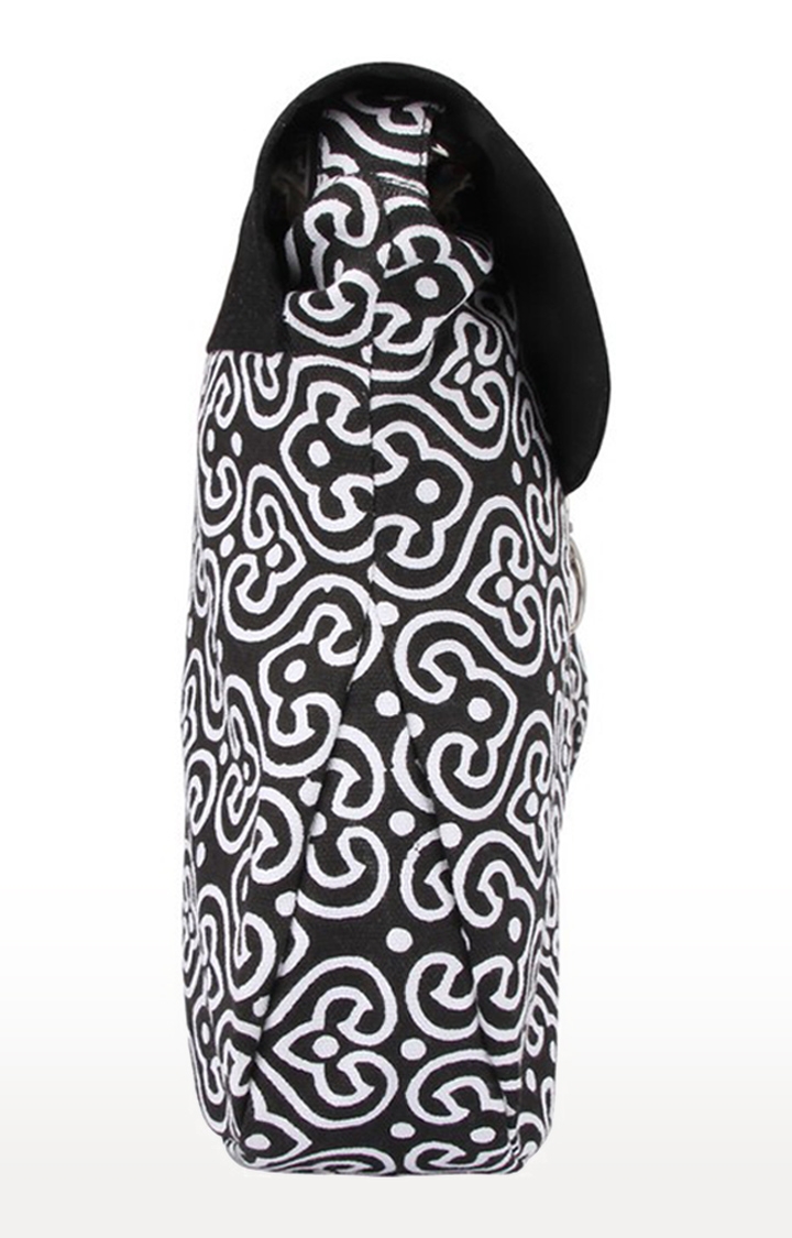 Vivinkaa Black And White Printed Canvas Sling Bags