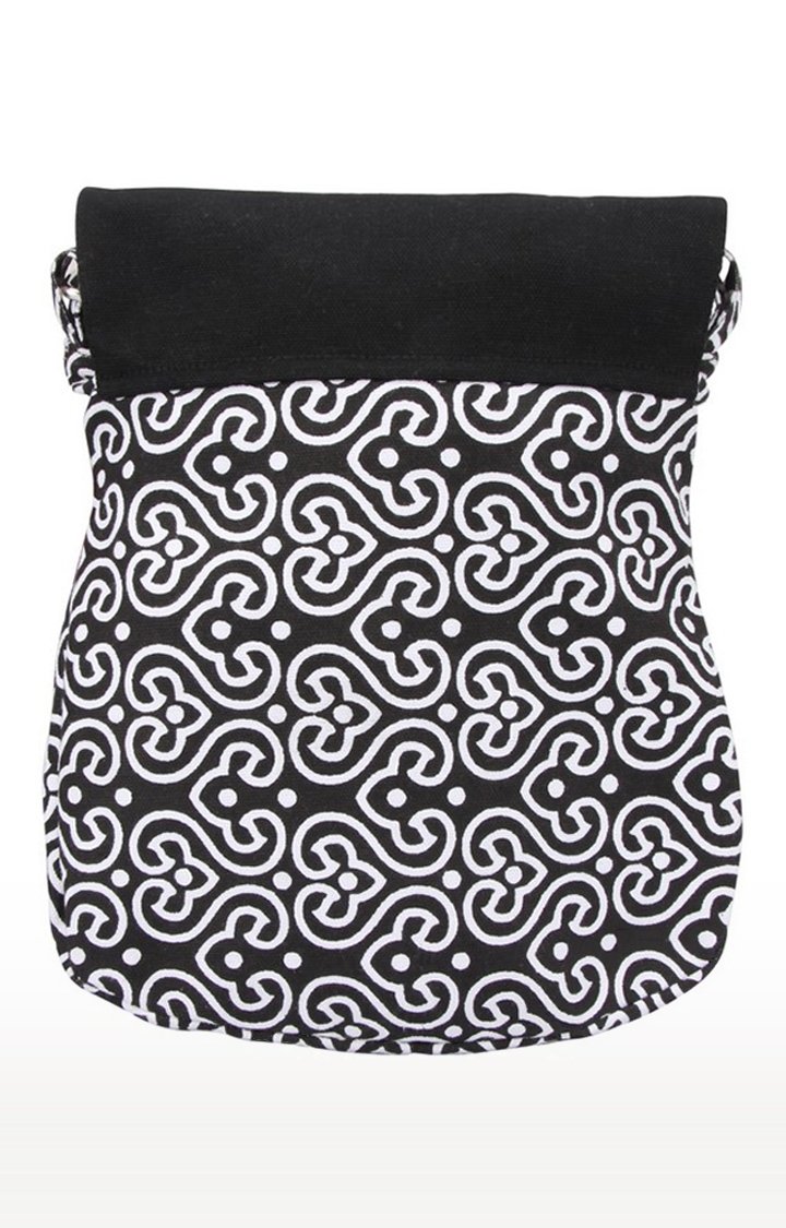 Vivinkaa Black And White Printed Canvas Sling Bags
