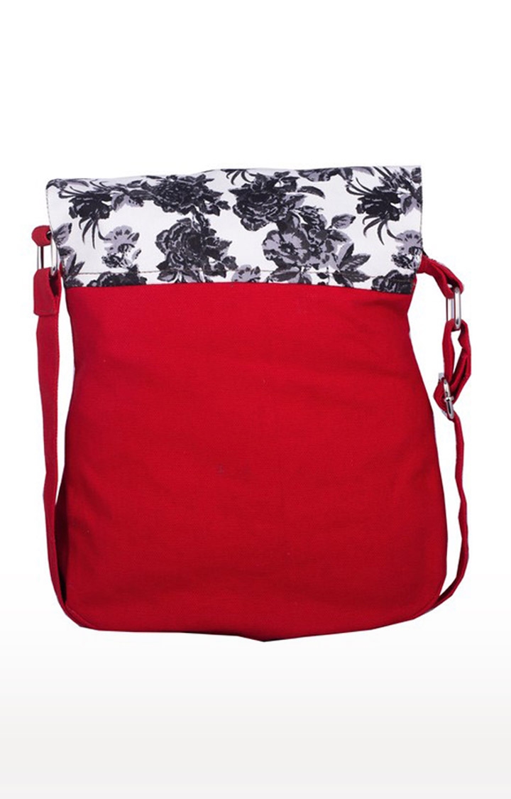 Vivinkaa | Vivinkaa Red Floral Printed Flap Canvas Sling Bags 1