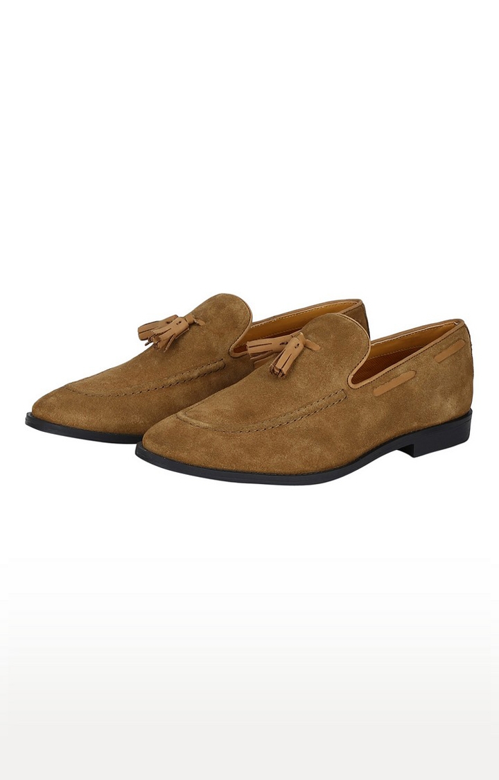Del Mondo Genuine Leather Tan & Cognac Colour Tazzle Slipon Loafer Shoe For Mens