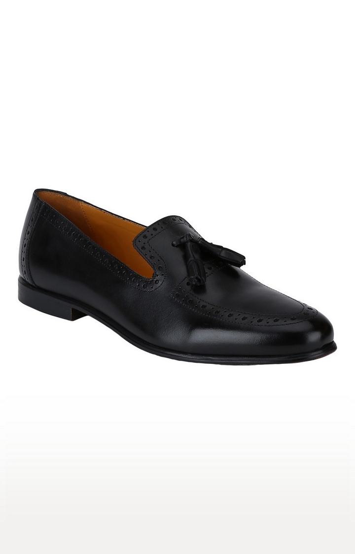 DEL MONDO | Del Mondo Genuine Leather Black Colour Tazzle Slipon Loafer Shoe For Mens