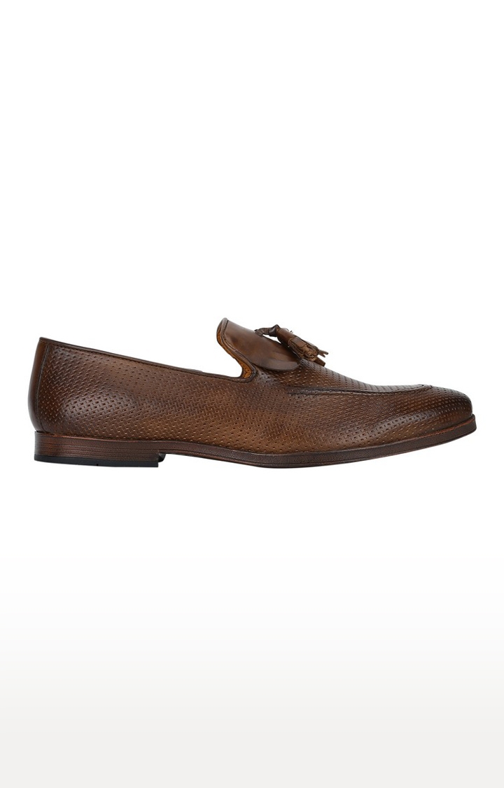 Del Mondo Genuine Leather Brown Colour Tazzle Slipon Loafer Shoe For Mens