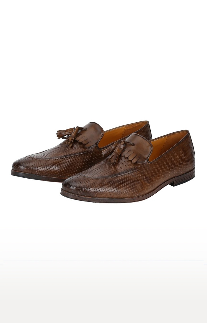 Del Mondo Genuine Leather Brown Colour Tazzle Slipon Loafer Shoe For Mens