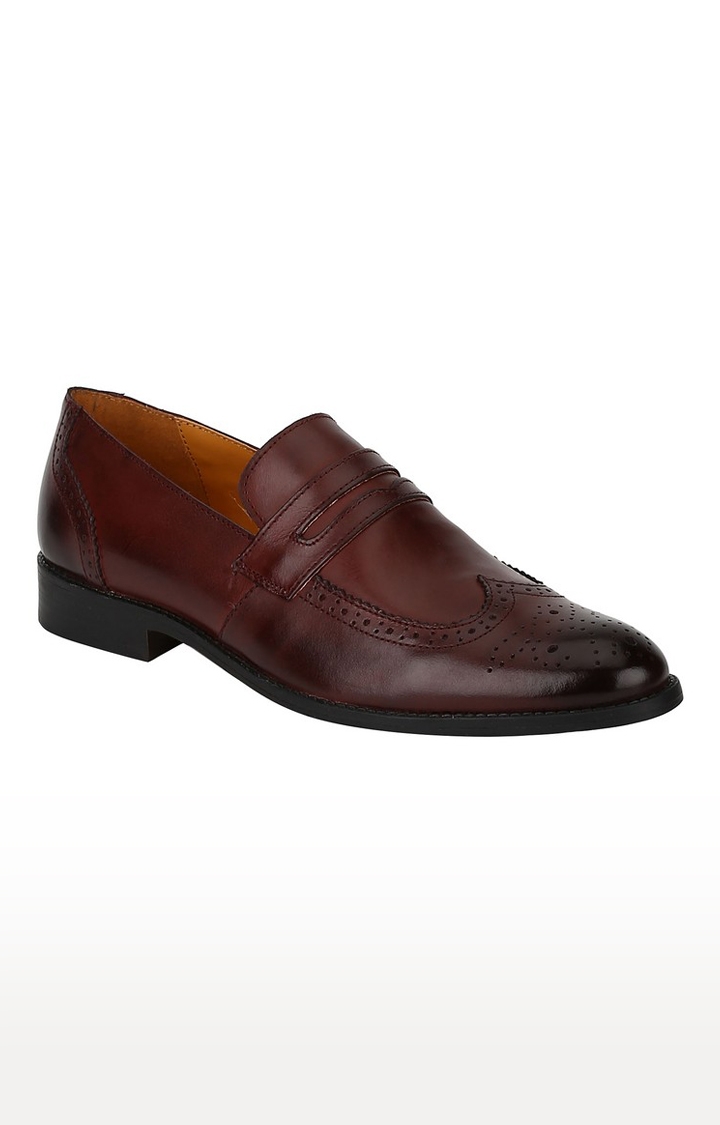 DEL MONDO | Del Mondo Genuine Leather Cherry Bordo Colour Saddle Slipon Loafer Shoe For Mens