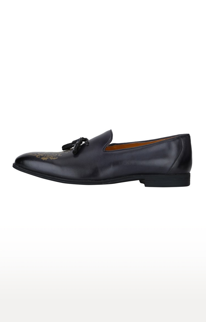 Del Mondo Genuine Leather Navy & Black Colour Tazzle Slipon Loafer Shoe For Mens