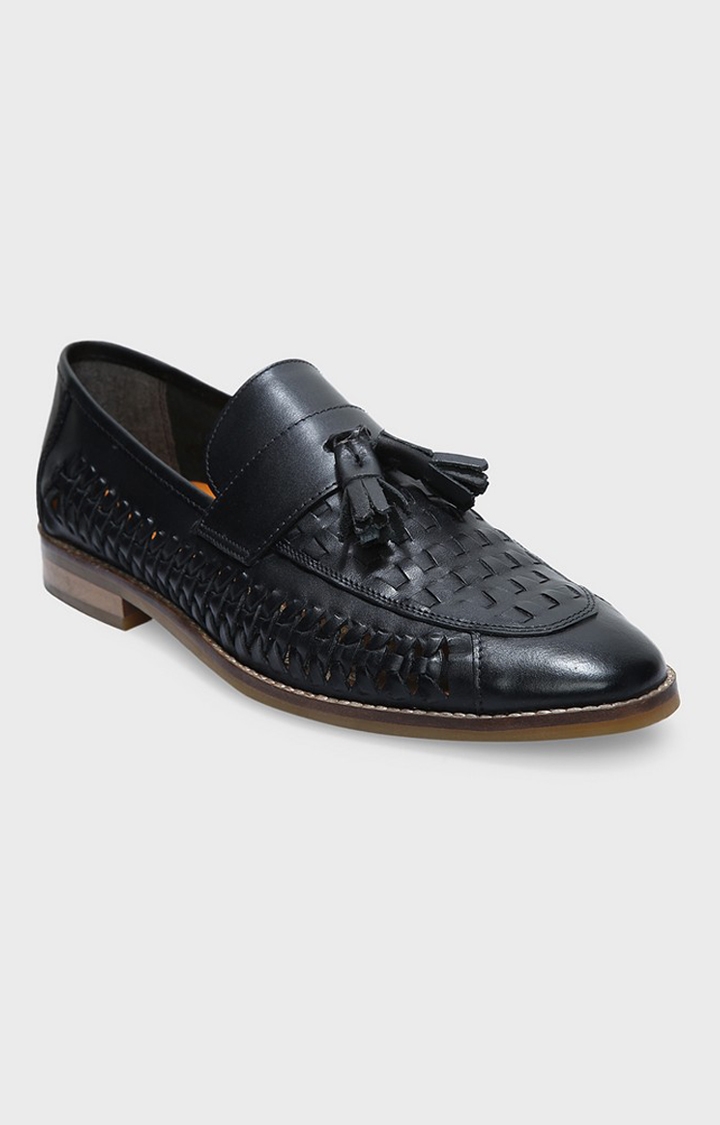 Del Mondo Genuine Leather Navy Colour Braided Tazzle Slipon Loafer Shoe For Mens