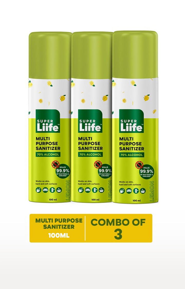 Super Liife | Super Liife Multi Purpose Sanitizer (100ml), Germ Protection On Skin, Hard and Soft Surface - Pack of 3