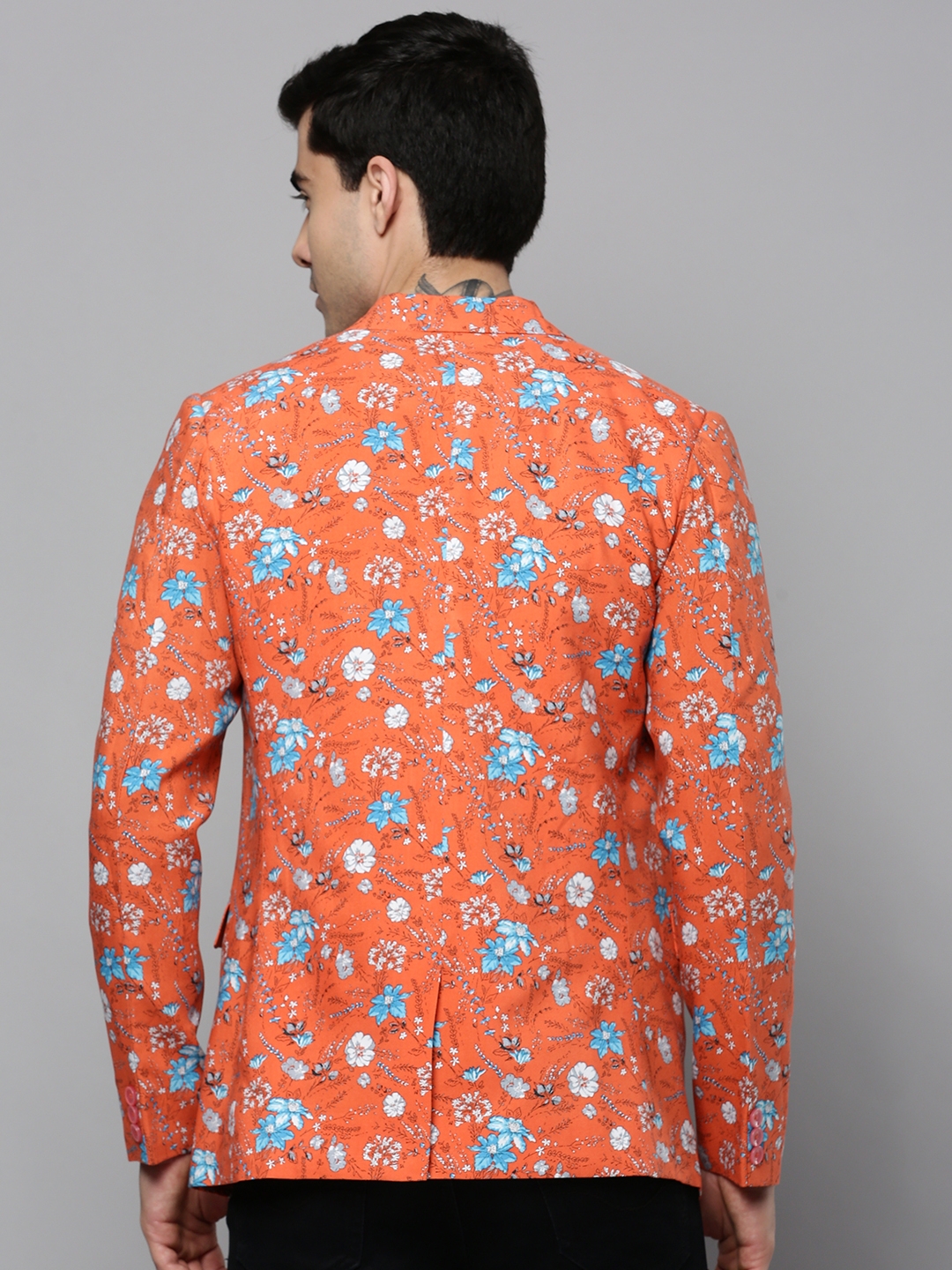 Men's Coral Cotton Blend Printed Blazers