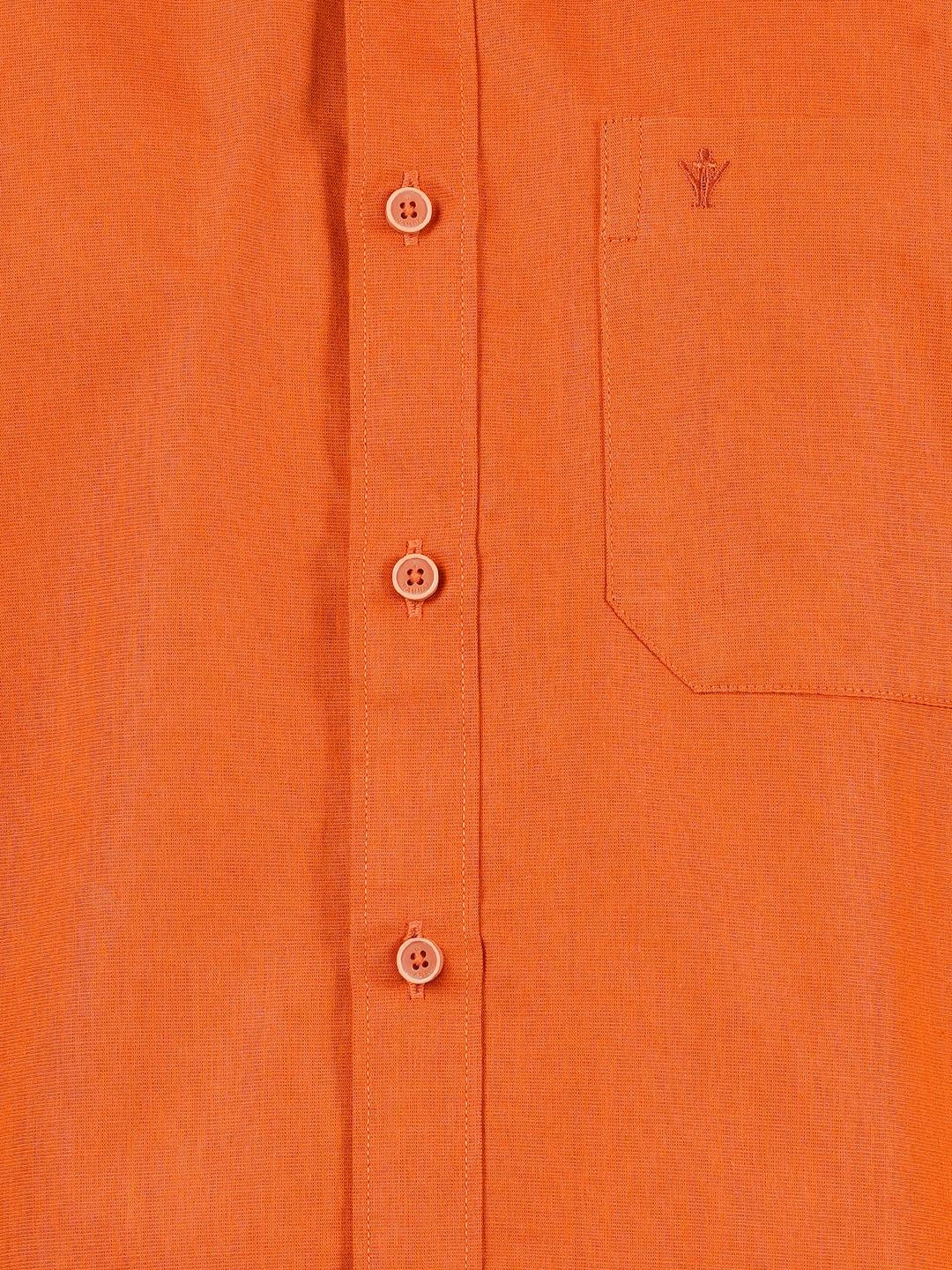 Ramraj Cotton Mens Cotton Orange Half Sleeves Shirt With Jari Dhoti Combo