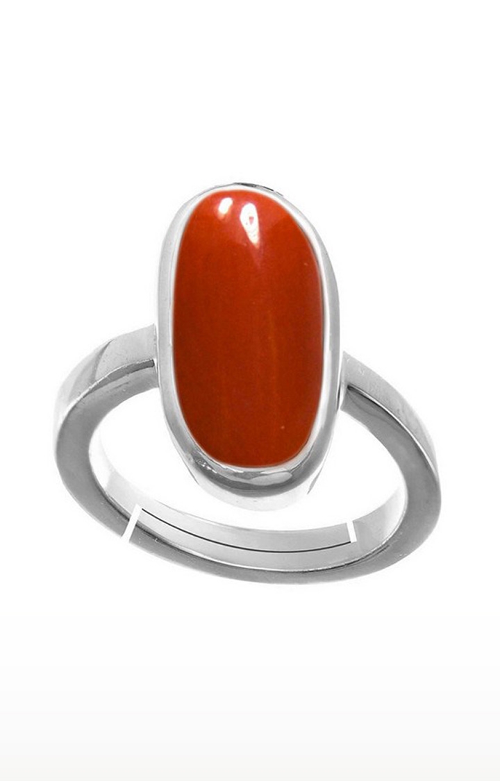 55Carat | Red Silver Plated Coral Rings