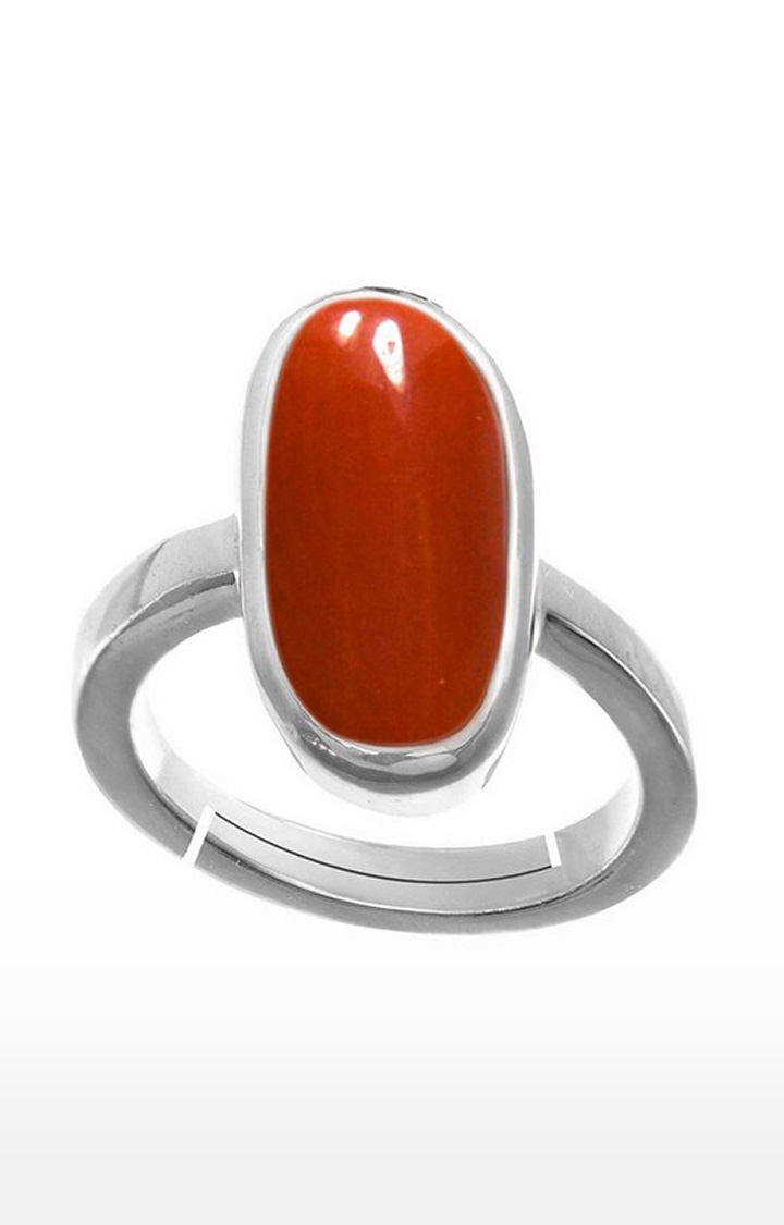 55Carat | Red Silver Plated Coral Rings