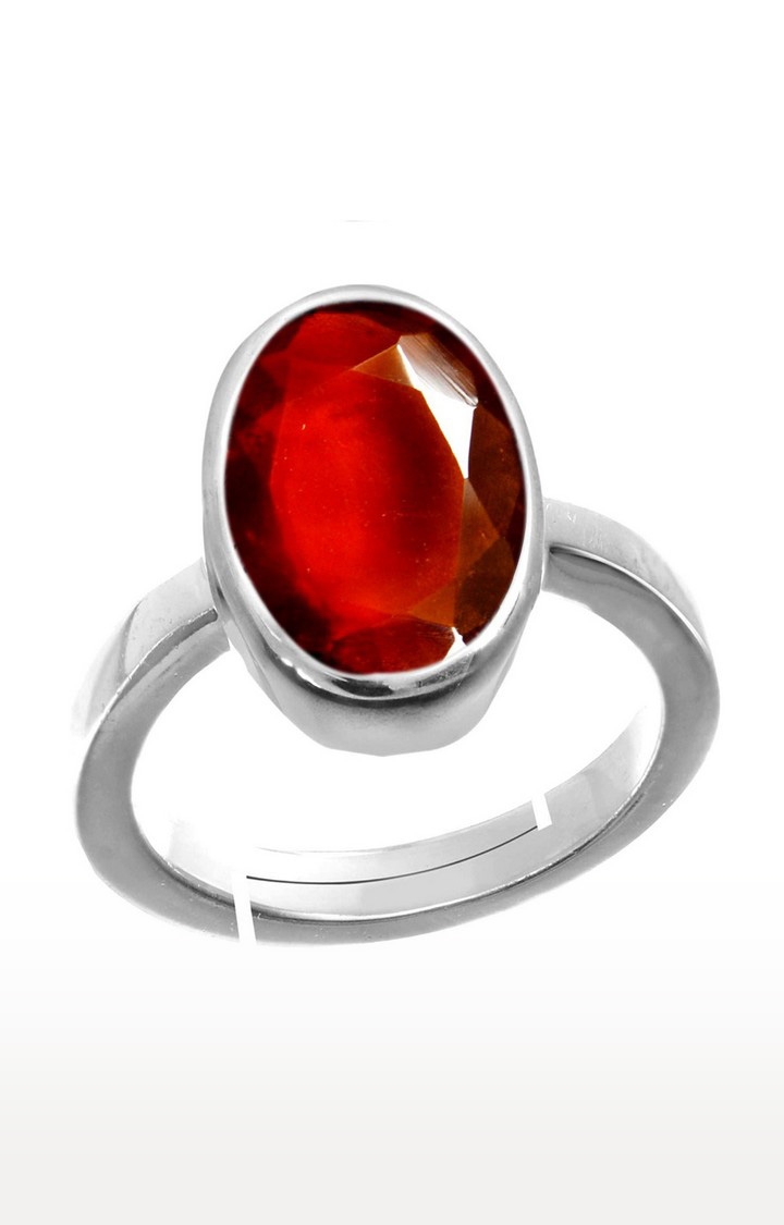 55Carat | Red Silver Plated Hessonite Rings