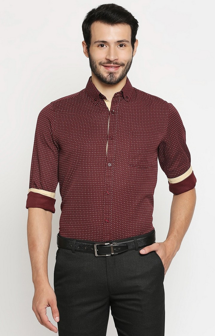 SOLEMIO | Red Printed Formal Shirt
